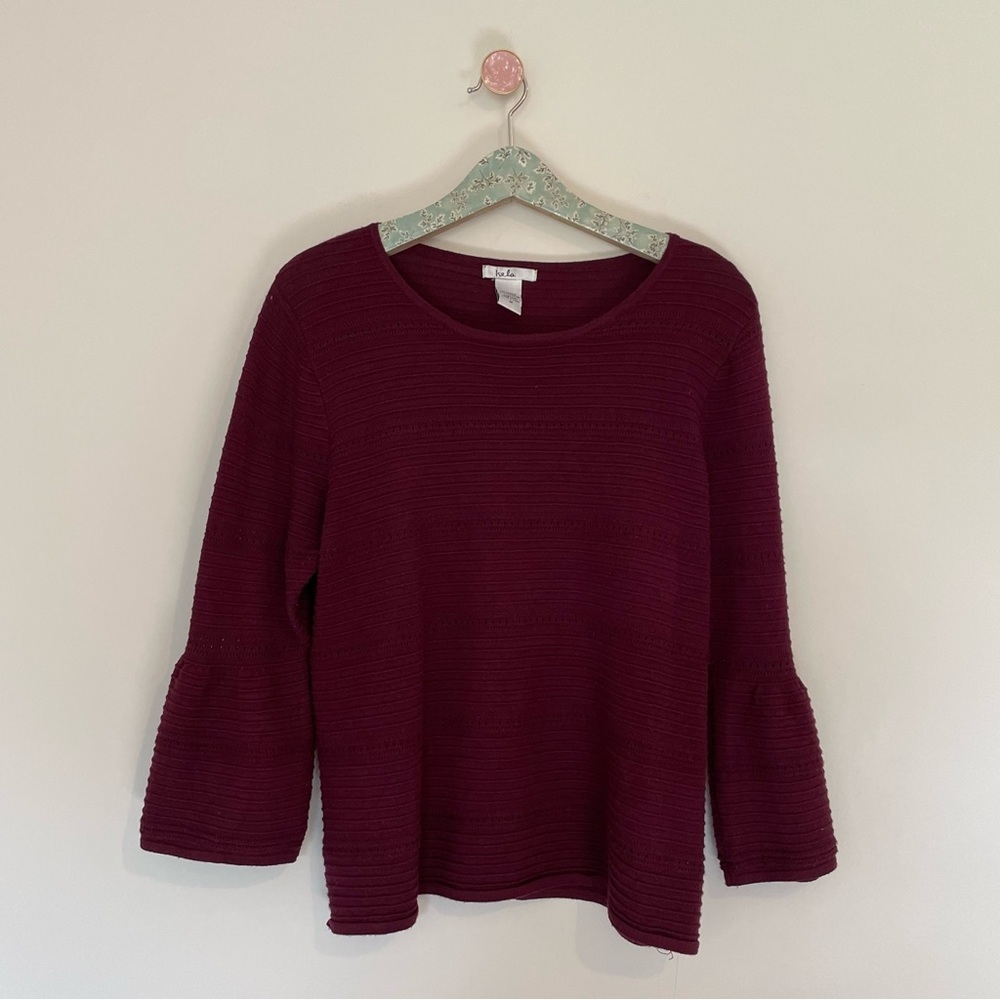 Isola Maroon Bell Sleeve Knit Sweater